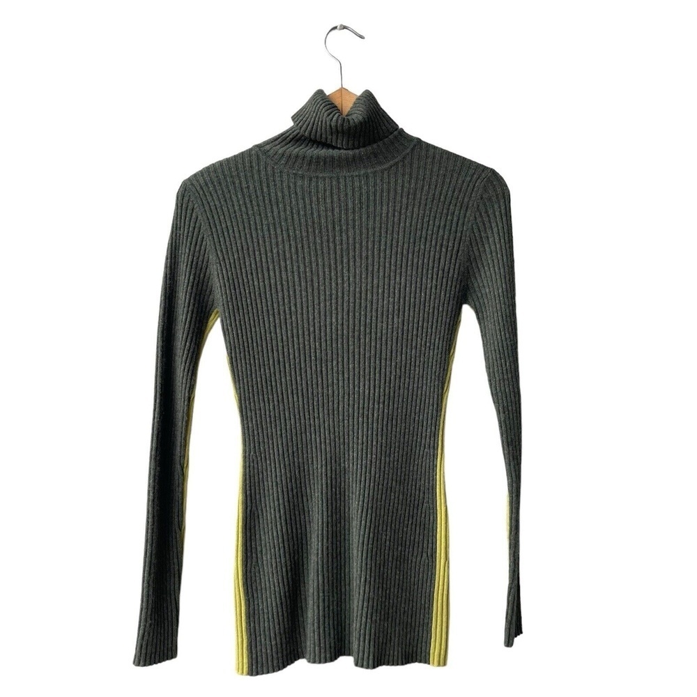 Autumn Cashmere Ribs Sweater Lime Green Lightweight Knit Pullover Women’s Size S